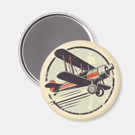 Groene en Rode Biplane Aviator Magneet (Voorkant / Achterkant)