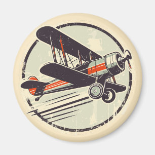  Groene en Rode Biplane Aviator Magneet