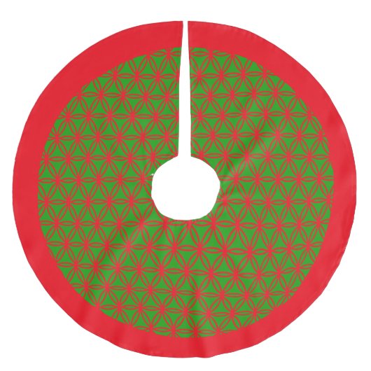 Groene en Rode Bloem des Levens Kerstboom Rok (Voorkant)