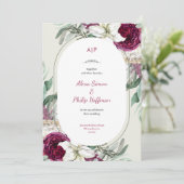 Groene en Rode Bloemen Waterverf Bruiloft Kaart (Staand voorkant)