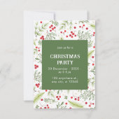 Groene en Rode Bloemenden en Vrolijke Kerstmis Kaart (Voorkant)