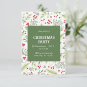 Groene en Rode Bloemenden en Vrolijke Kerstmis Kaart (Staand voorkant)