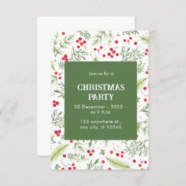 Groene en Rode Bloemenden en Vrolijke Kerstmis Kaart