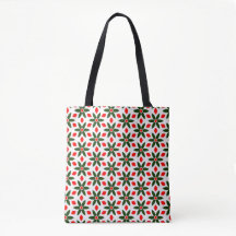Groene en rode bloemige tas