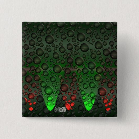 Groene en rode bubbels vierkante button 5,1 cm (Voorkant)