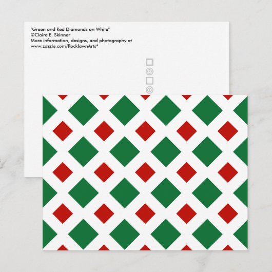 Groene en rode diamanten op wit briefkaart (Voorkant / Achterkant)