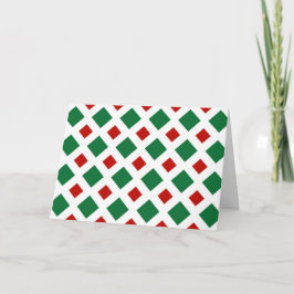 Groene en rode diamanten op wit feestdagen kaart