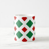 Groene en rode diamanten op wit koffiemok (Center)