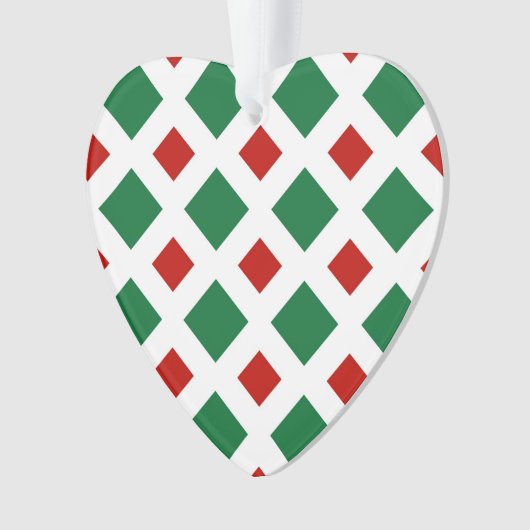 Groene en rode diamanten op wit ornament (voorkant)