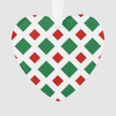 Groene en rode diamanten op wit ornament (voorkant)