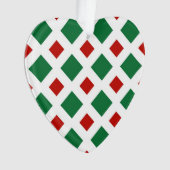 Groene en rode diamanten op wit ornament (voorkant)