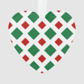 Groene en rode diamanten op wit ornament (achterkant)