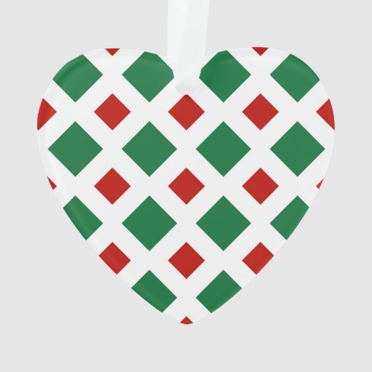 Groene en rode diamanten op wit ornament (achterkant)