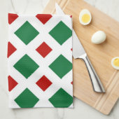 Groene en rode diamanten op wit theedoek (Quarter Fold)