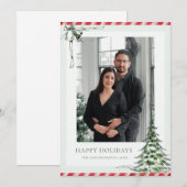 Groene en rode familie foto Kerstmis Feestdagenkaart (Voorkant / Achterkant)