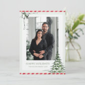 Groene en rode familie foto Kerstmis Feestdagenkaart (Staand voorkant)