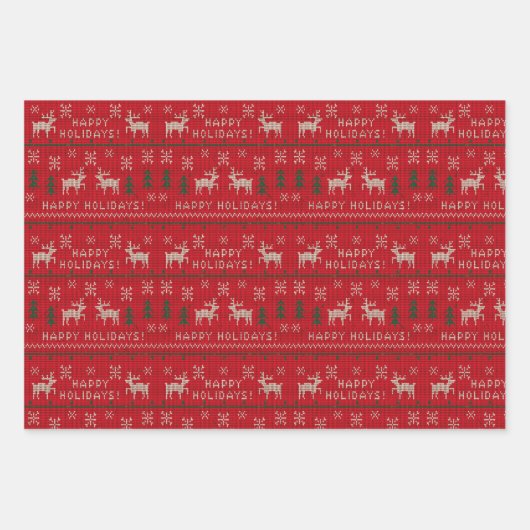 Groene en rode feestdag, lomp-papier inpakpapier vel (Voorkant 3)