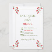 Groene en Rode Feestelijke Berry Kerstfeest Uitnod Kaart (Voorkant)