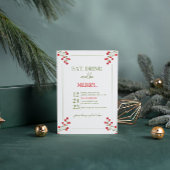 Groene en Rode Feestelijke Berry Kerstfeest Uitnod Kaart