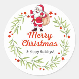 Groene en rode feestelijke vrolijke kerst cirkel s ronde sticker