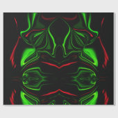 Groene en rode gebogen slagen op donkere achtergro cadeaupapier (Vlak)