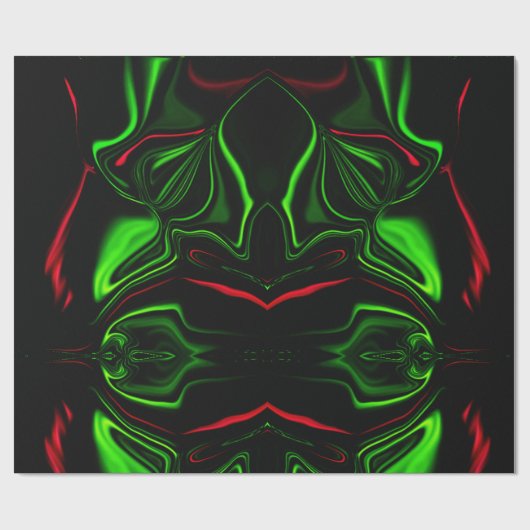 Groene en rode gebogen slagen op donkere achtergro cadeaupapier (Vlak)