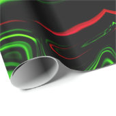 Groene en rode gebogen slagen op donkere achtergro cadeaupapier (Rol Hoek)