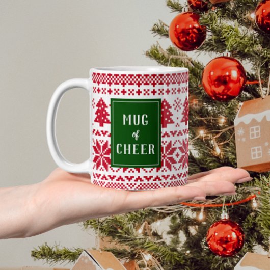 Groene en rode gebreide trui Mok van Christmas Che