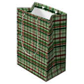 Groene en rode geruite Kerst Medium Cadeauzakje (Achterkant Gekanteld)