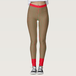 GROENE EN RODE GESRIPTE Leggings
