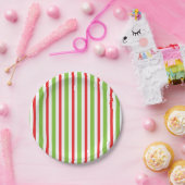 Groene en rode gestreepte papieren bord Kerstplate (Feest)