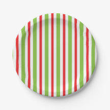 Groene en rode gestreepte papieren bord Kerstplate