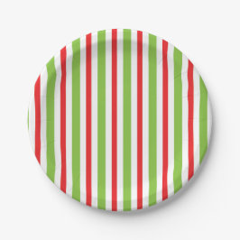 Groene en rode gestreepte papieren bord Kerstplate