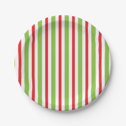 Groene en rode gestreepte papieren bord Kerstplate (Voorkant)