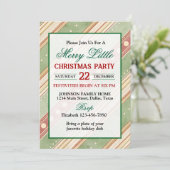 Groene en rode gestreepte rand kerstfeest kaart (Staand voorkant)