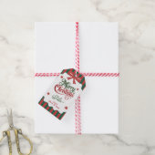 Groene en rode gestreepte vrolijk kerstfeest cadeaulabel (Met Touw)