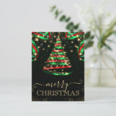 Groene en Rode Glitter Kerstbomen Feestdagenkaart (Staand voorkant)