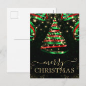 Groene en Rode Glitter Kerstbomen Feestdagenkaart (Voorkant / Achterkant)