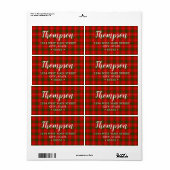 Groene en Rode Hertog van Rothesay Tartan Etiket (Full Sheet)