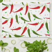 Groene en Rode Hete Peppers Patroon Theedoek (Gevouwen)