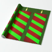 Groene en rode kaars Green Wrapping Paper Cadeaupapier (Uitgerold)