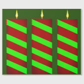 Groene en rode kaars Green Wrapping Paper Cadeaupapier (Vlak)