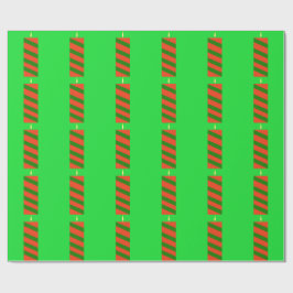 Groene en rode kaars Green Wrapping Paper Cadeaupapier