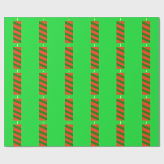 Groene en rode kaars Green Wrapping Paper Cadeaupapier (Vlak)