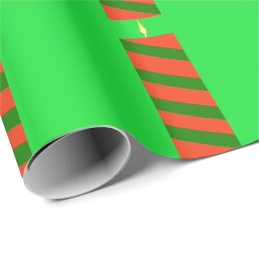Groene en rode kaars Green Wrapping Paper Cadeaupapier (Rol Hoek)