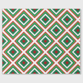 Groene en rode kerst art deco cadeaupapier (Vlak)