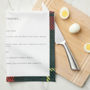 Groene en Rode Kerst Familie Recept Schatboek Theedoek