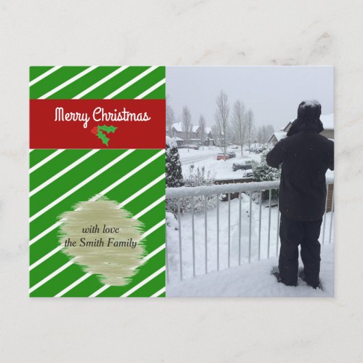Groene en Rode Kerst Foto Kaart (Voorkant)