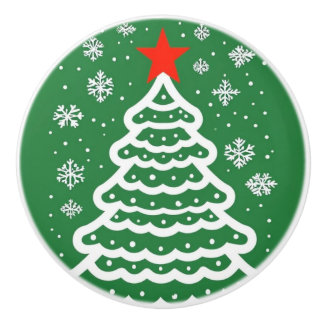 Groene en rode kerst keramische knop