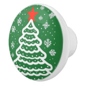 Groene en rode kerst keramische knop (Rechts)